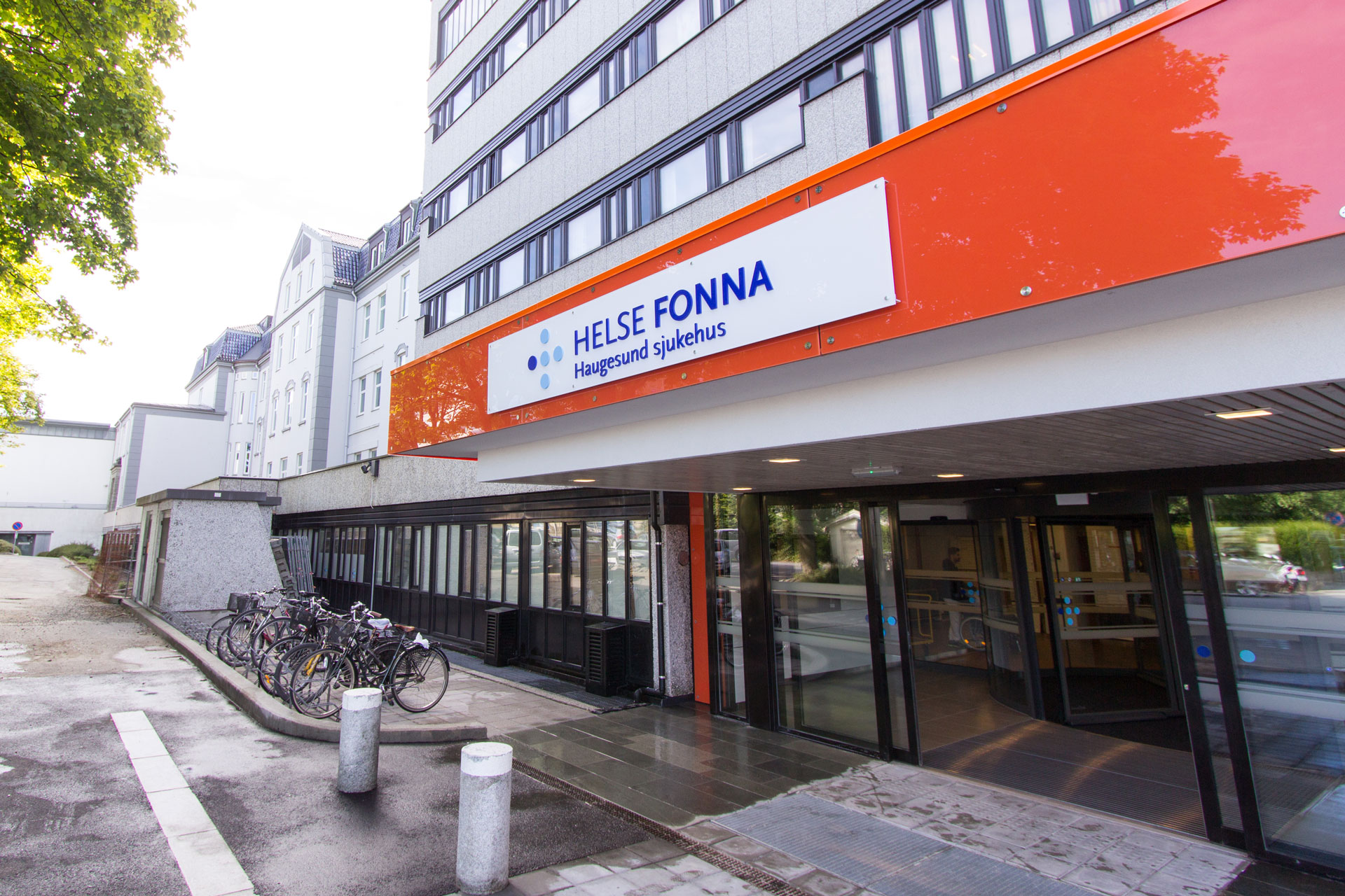 A building with a bike rack